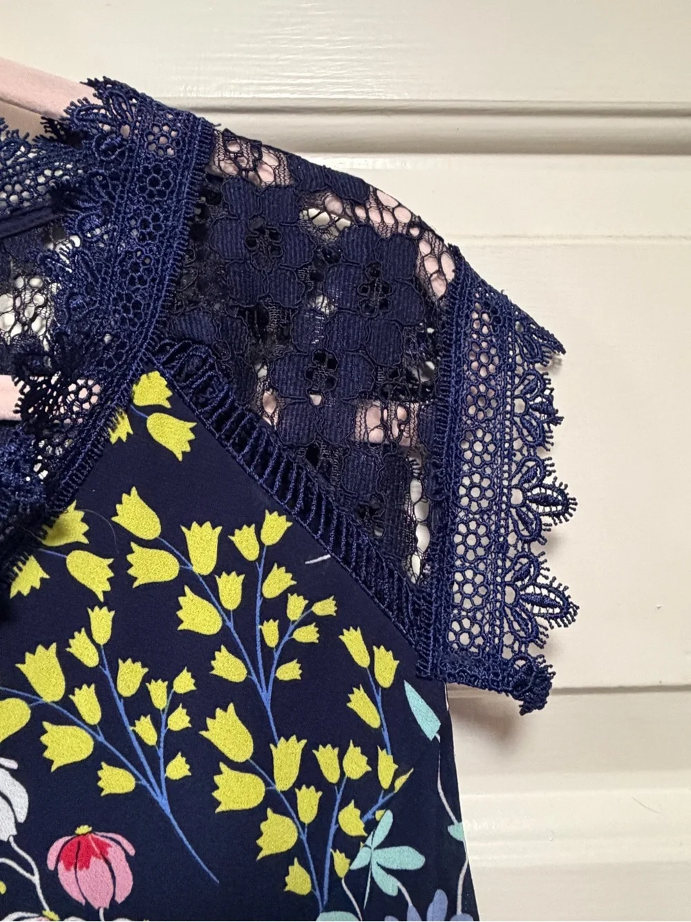 Nanette Lepore Navy Lace-Trim Dress - Picture 4 of 9